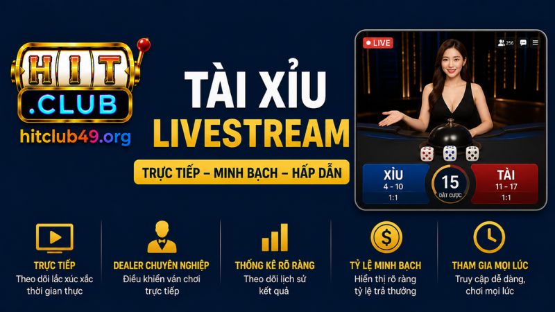 Game tài xỉu livestream HITCLUB minh bạch, uy tín