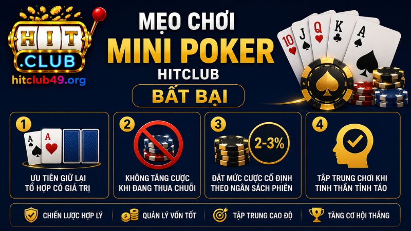 Mẹo chơi mini Poker Hitclub bất bại từ cao thủ